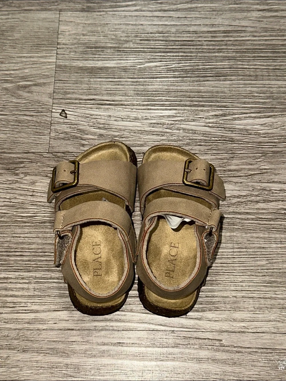 The Children's Place Taupe Double-Strap Buckle Sandals